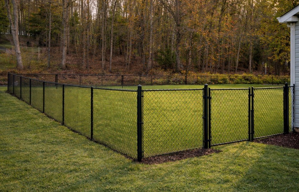 Black chain-link fence project